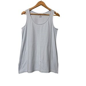 Joan Vass Striped Tank Top Blue White Cotton Sleeveless M/1 Casual